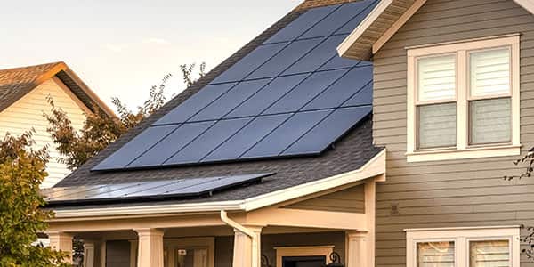 Home with Solar Panels Installed on Front